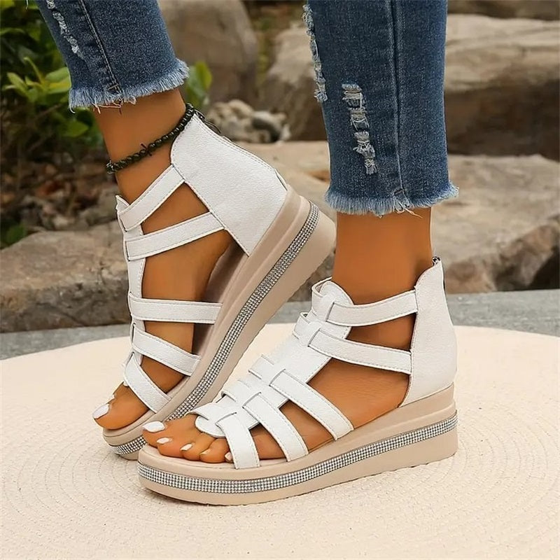Dames Sleehak Sandalen Met Strass Steentjes - Mode Vibes
