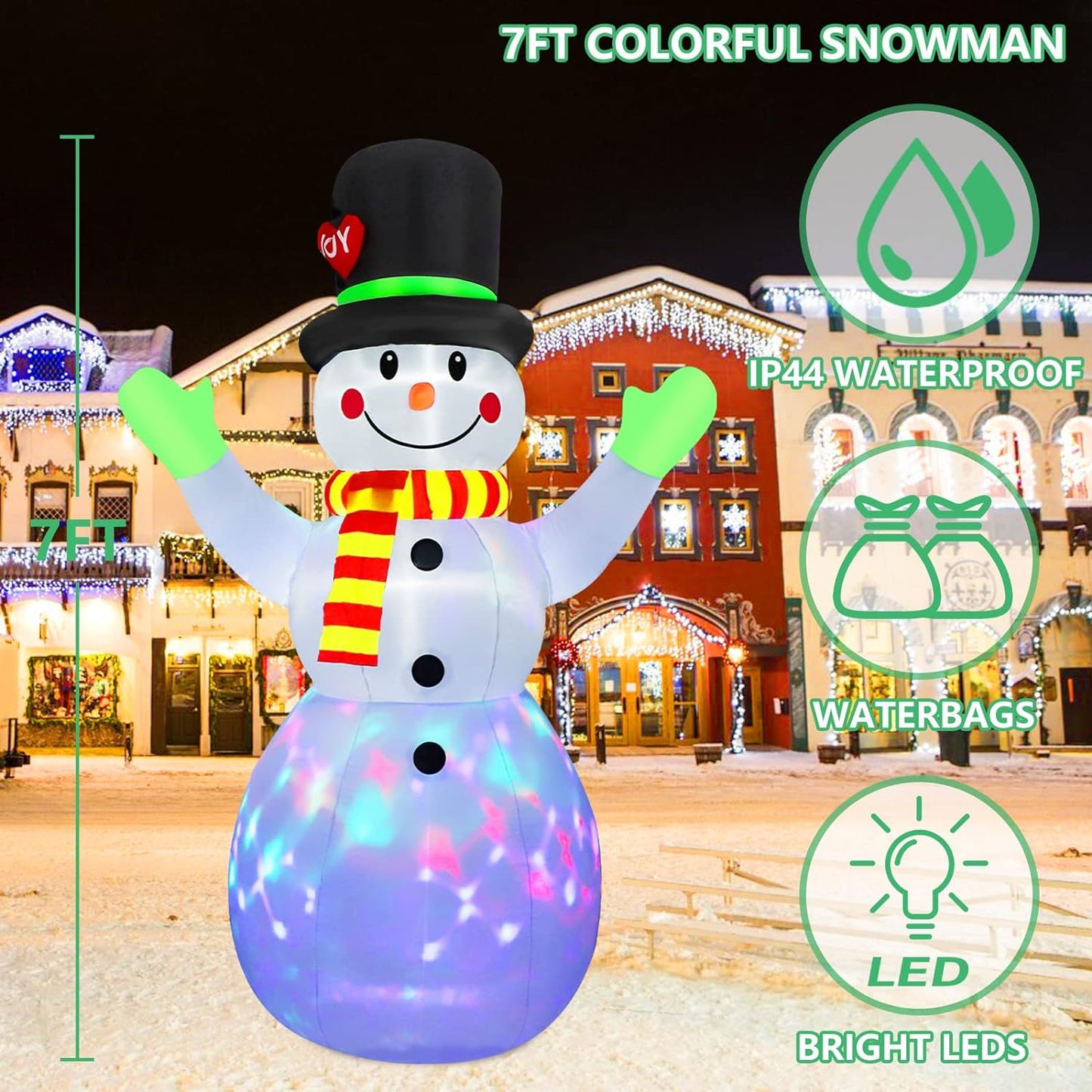 Reuze Sneeuwman Opblaasbaar LED Verlicht 213 cm