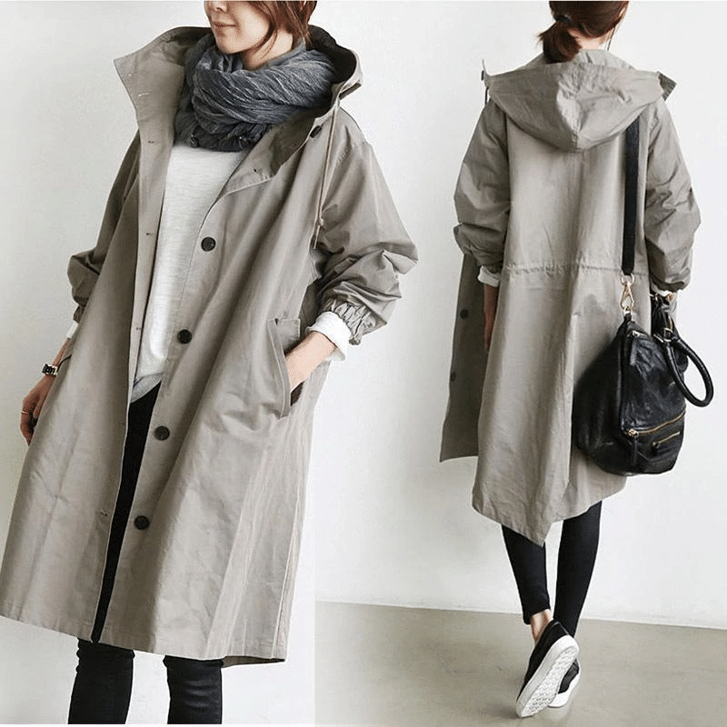 Dames Windjack Met Capuchon en Knopen - Mode Vibes
