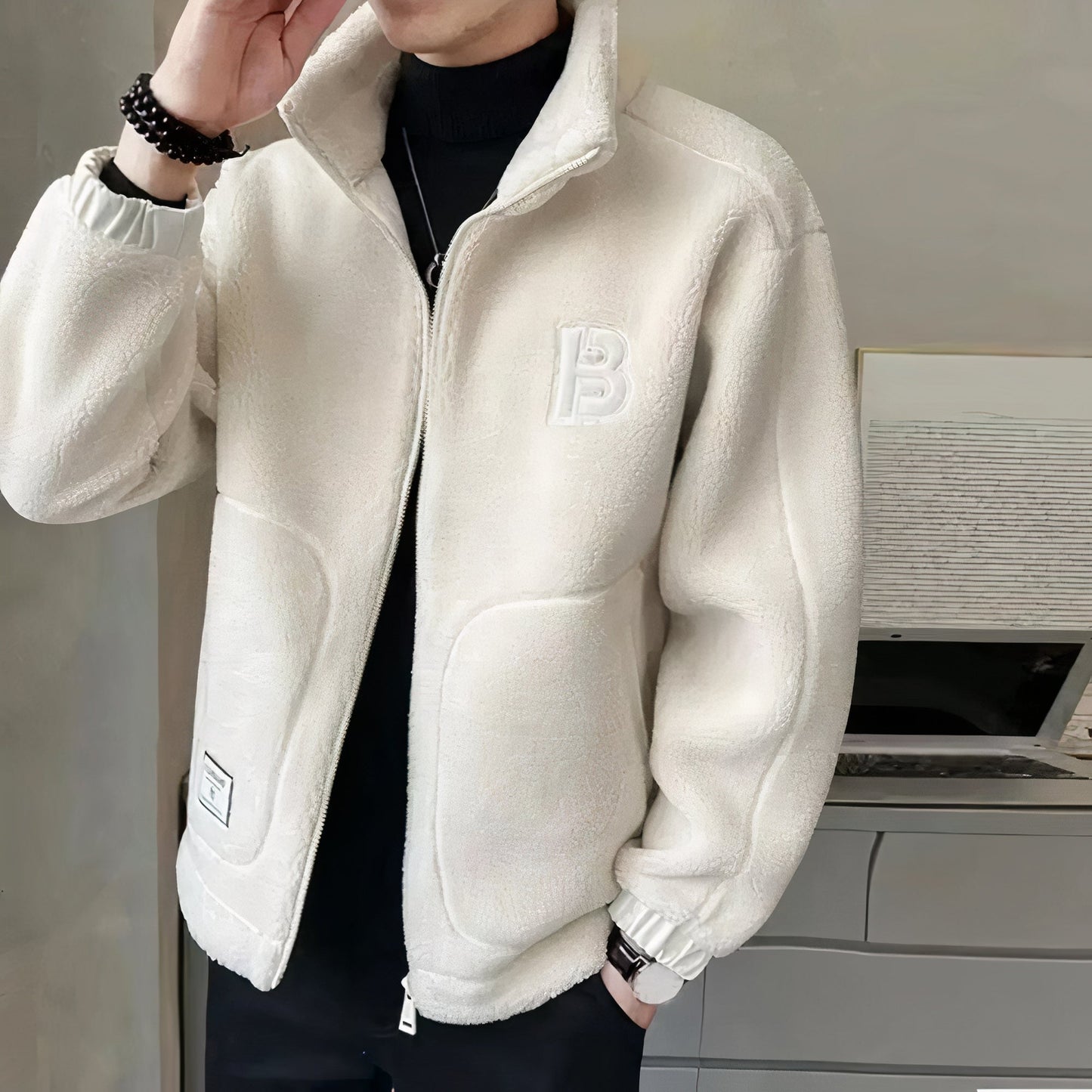 Heren Fleece Jas Hoge Kraag Warm en Comfortabel