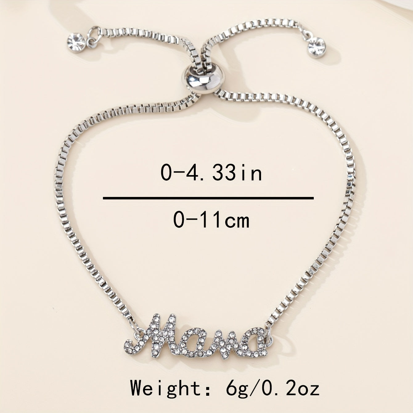 Mooie Mama Letter Bedelarmband met Nepdiamanten