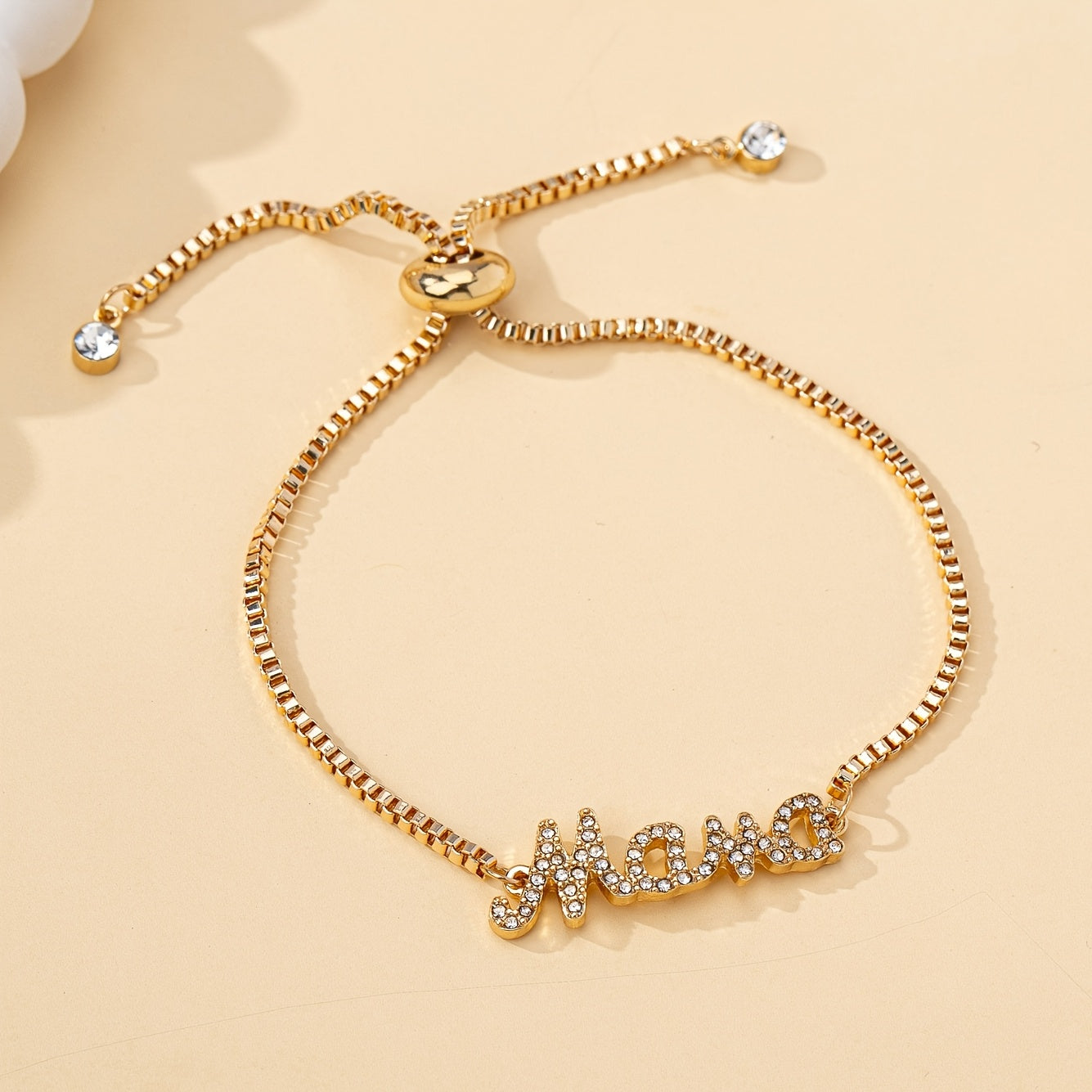 Mama Letter Armband met Nepdiamanten Zilverkleurig - Mode Vibes