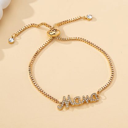 Mama Letter Armband met Nepdiamanten Zilverkleurig - Mode Vibes