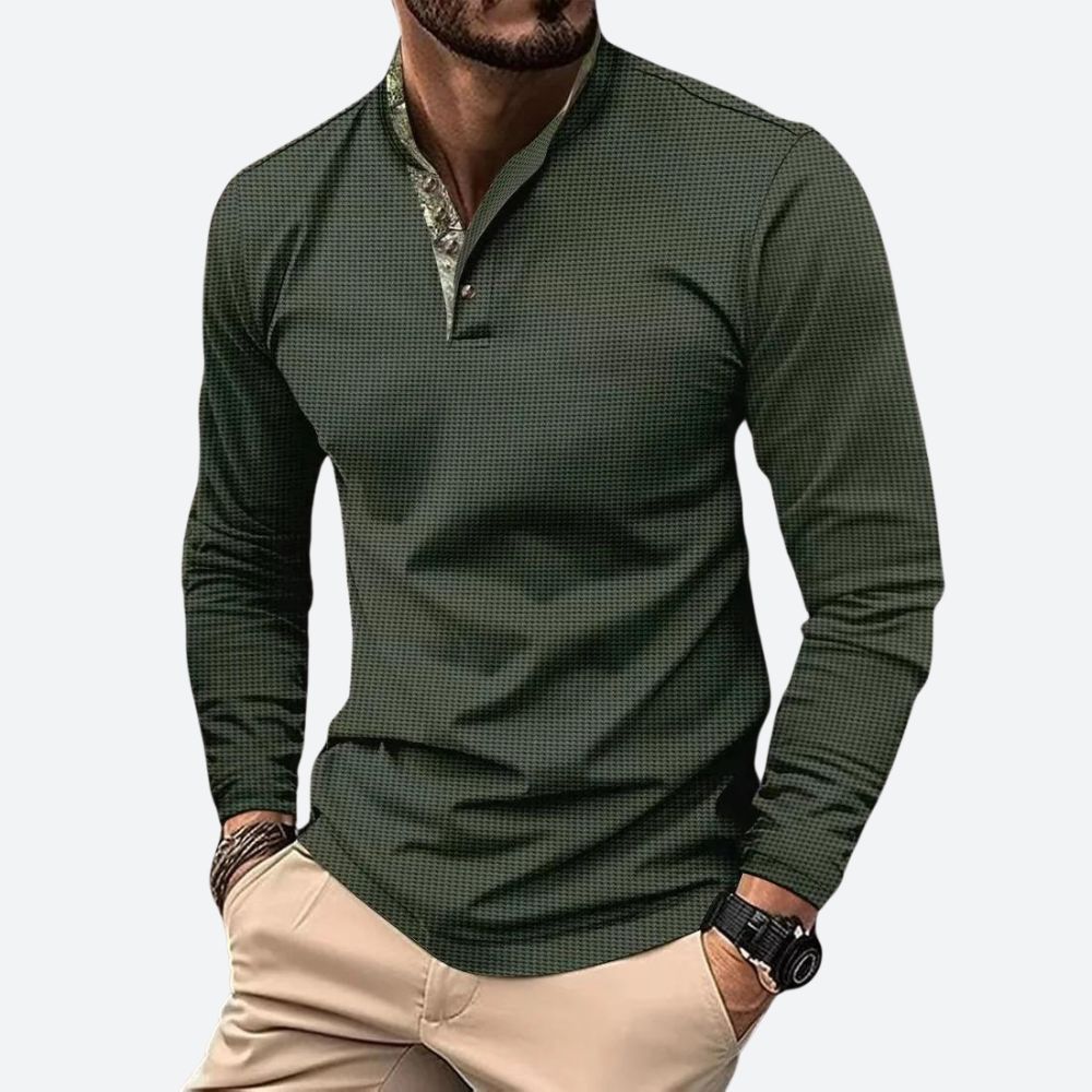 Polo voor Heren Lange Mouwen Klassiek Design - Mode Vibes