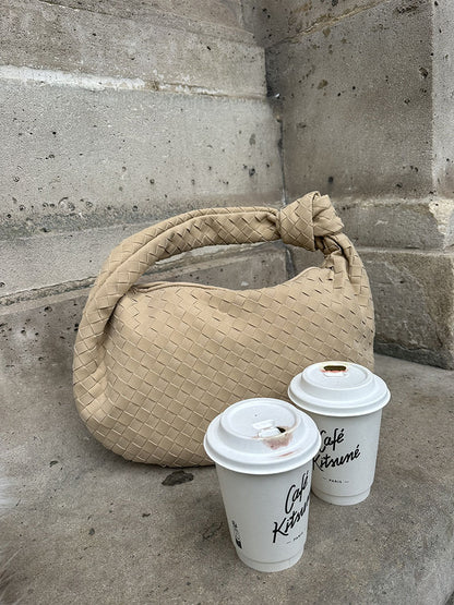 Gevlochten Hobo-Tas met Knoopdetail Stijlvol Zwart