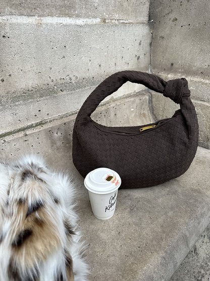 Gevlochten Hobo-Tas met Knoopdetail Stijlvol Zwart