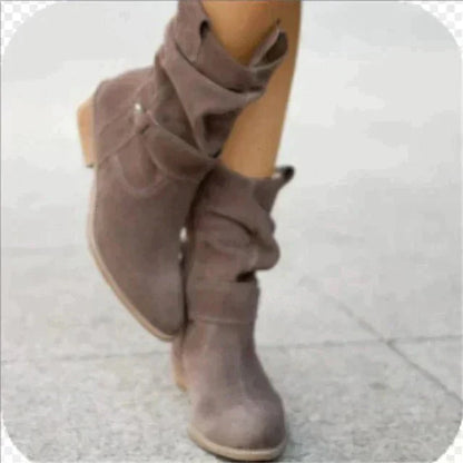 Suède Enkellaarsjes Dames – Slouchy Design met Lage Hak