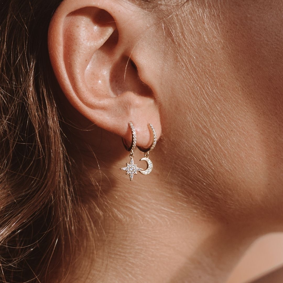 Maan en Ster Oorbellen Zilverkleurig voor Vrouw - Mode Vibes