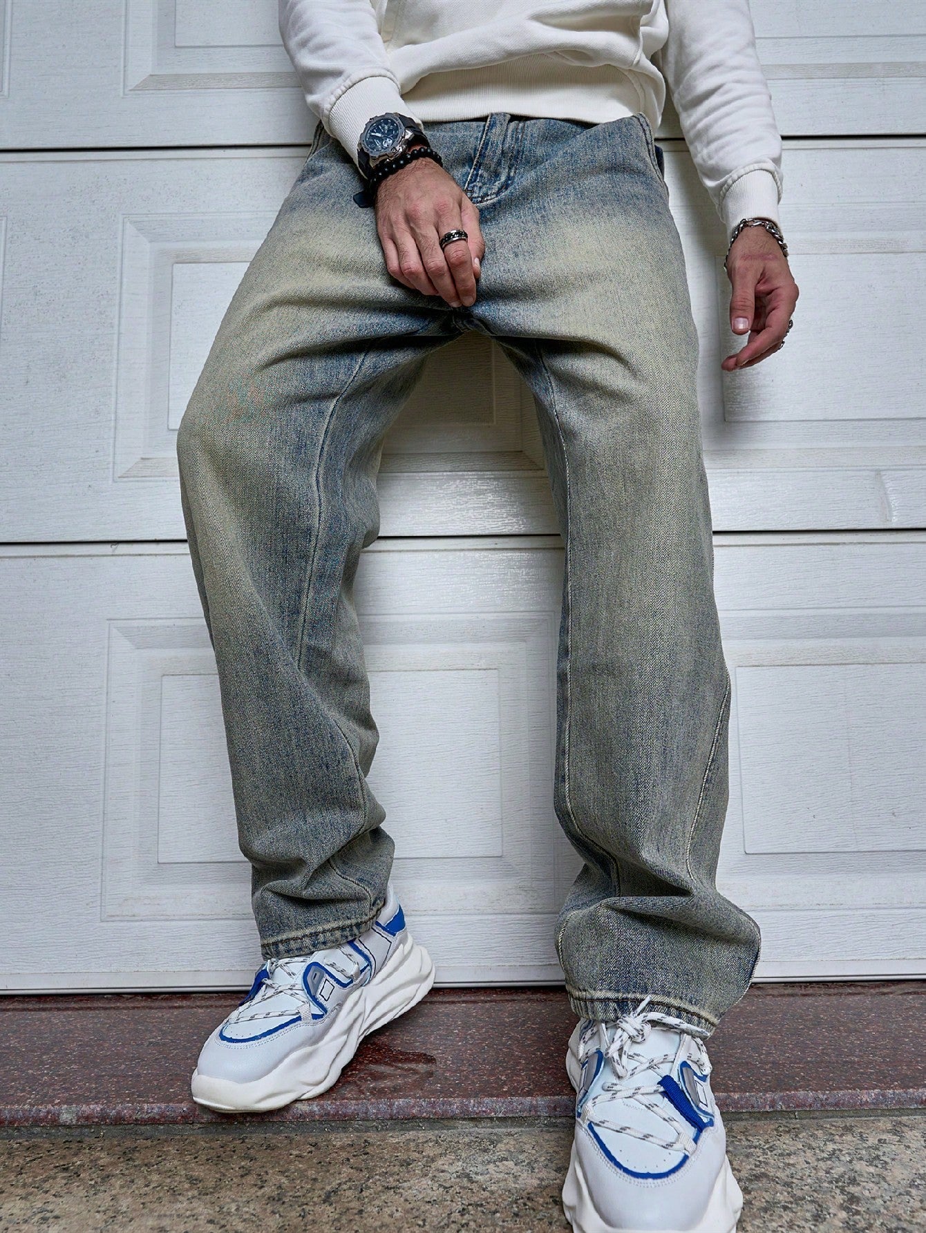 Donkerblauwe Straight Fit Heren Jeans - Mode Vibes