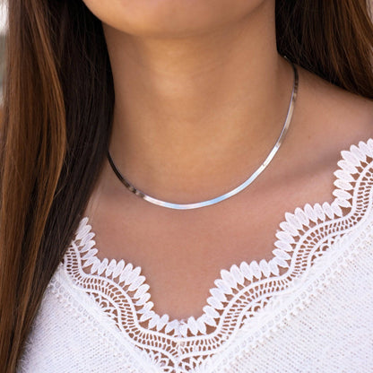 Elegante Platte Halsketting Zilver Elvira