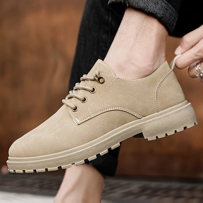 Heren Veterschoenen Comfortabel Effen Kleur Leer - Mode Vibes