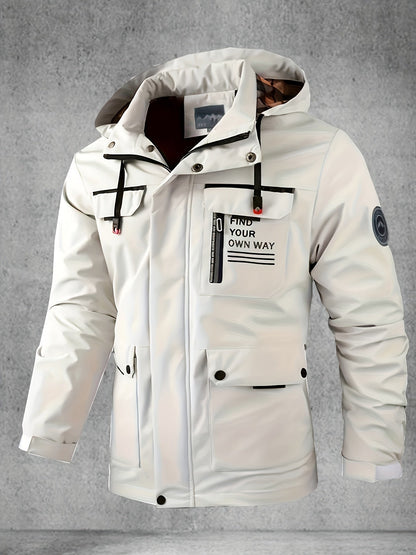Waterdichte Softshell Jas voor Heren met Capuchon en Zakken - Mode Vibes