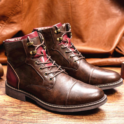 Timo | Heren Enkellaarzen in de kleur Bordeaux voor heren in Casual stijl ideaal voor de winter