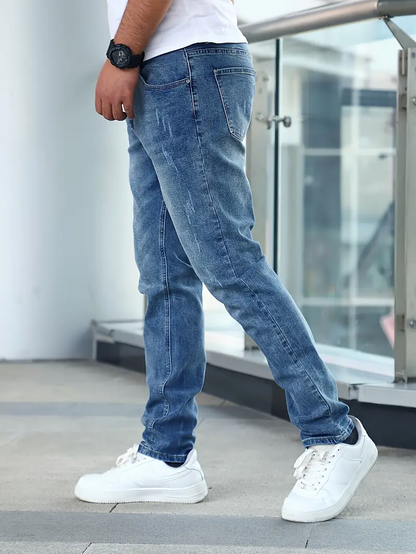 Slim Fit Jeans Heren Comfortabele Denim Stof