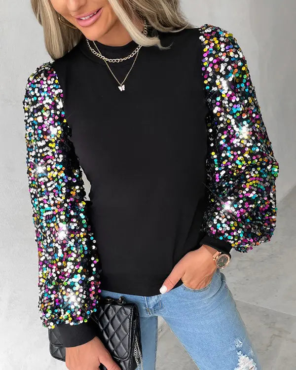Vrouwelijke Top met Kleurrijke Bellende Mouwen - Mode Vibes