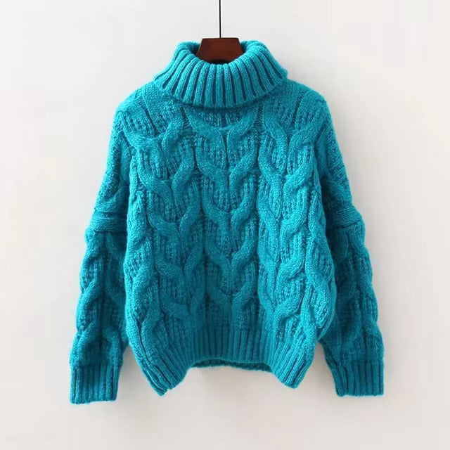 Dames Gebreide Trui met Kabelpatroon en Col – Warm & Comfortabel