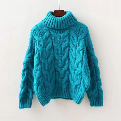 Dames Gebreide Trui met Kabelpatroon en Col – Warm & Comfortabel