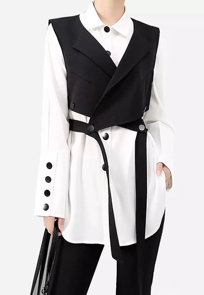 Vest en Blouse Set Zwart Lange Mouwen - Mode Vibes