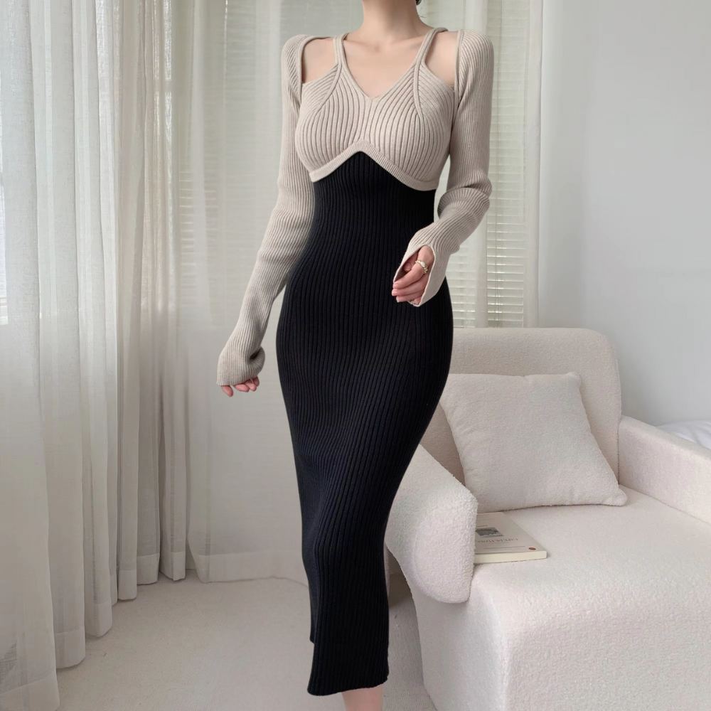 Zwarte Maxi Jurk Lange Mouwen Losse Vrouwelijke Stijl - Mode Vibes