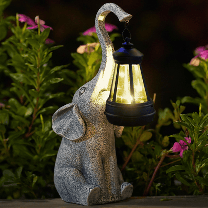 Tuinlamp Zonnelamp met Warme Gloed Elephant Design - Mode Vibes