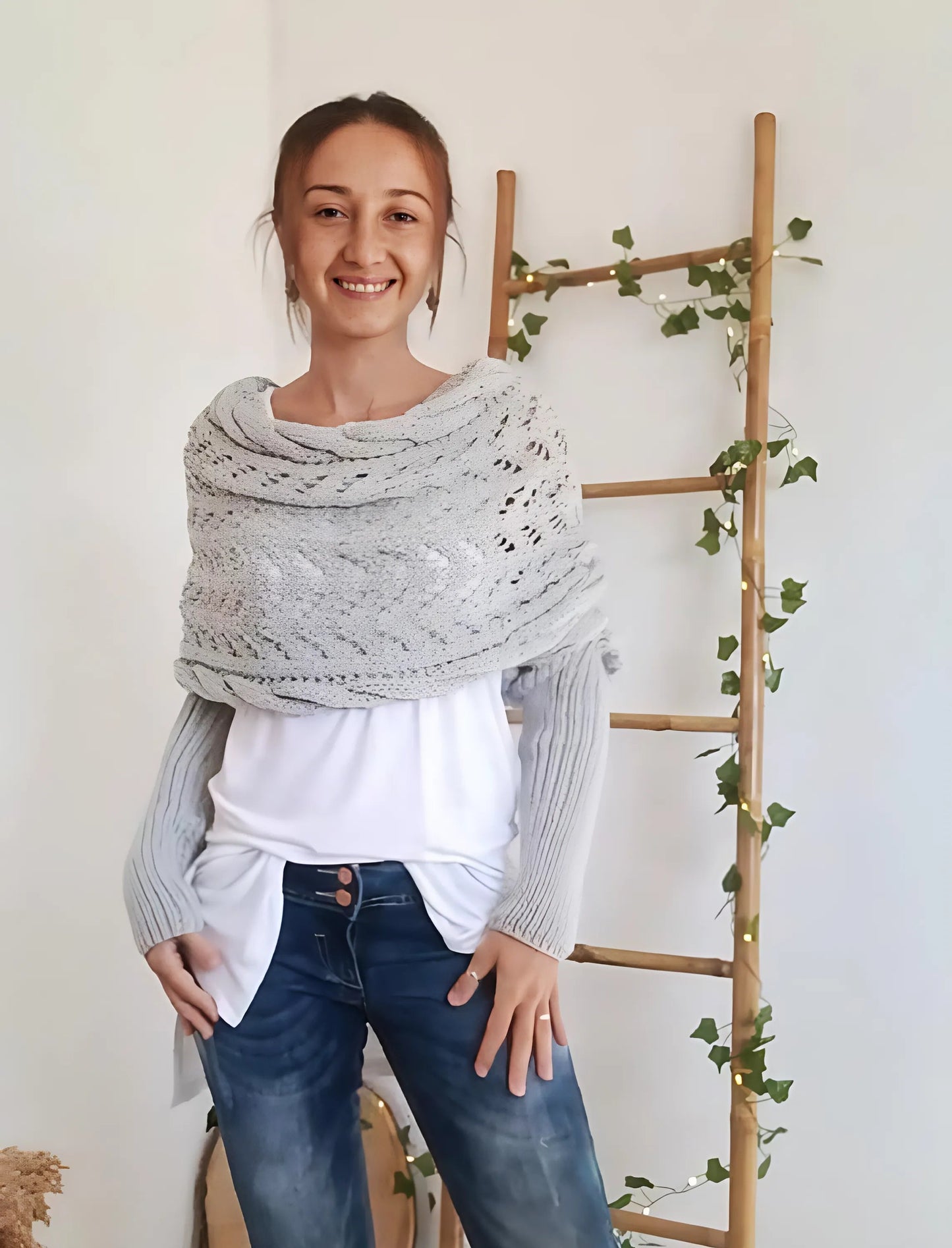 Chique Warmte - Elegante Gebreide Sjaal voor Vrouwen