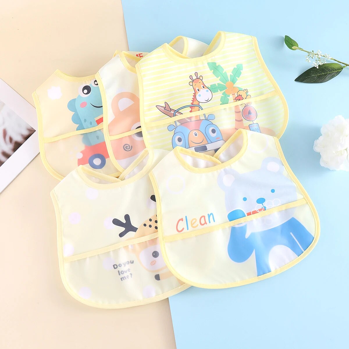 Baby Slabbetjes Waterdicht Verstelbaar 5 Delig Set