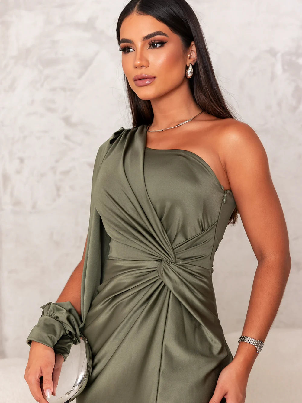 Anna™ - Elegante Satijnen Avondjurk met Split