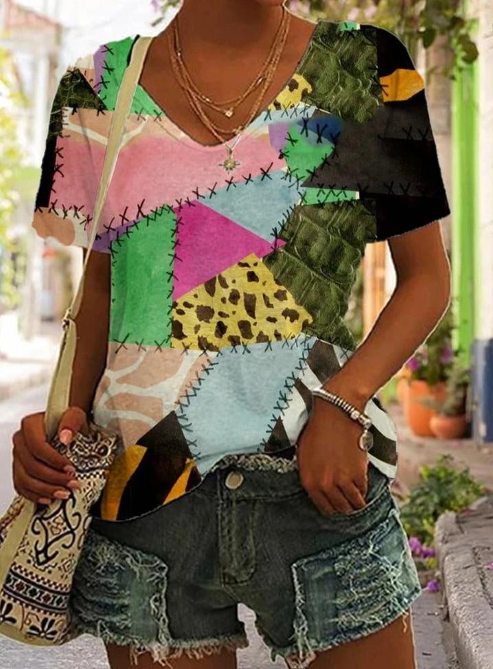 Dames Overhemd Patchwork Print Vrouwelijk