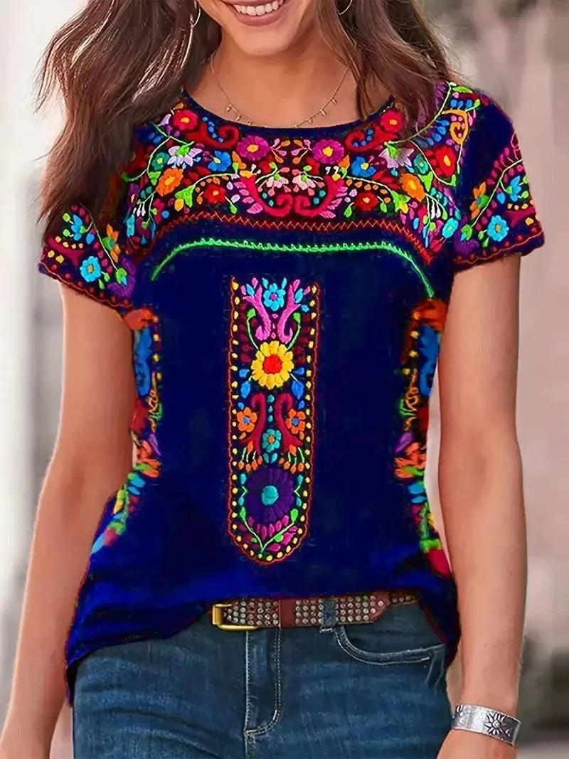 Vrouwen Shirt Korte Mouwen Ronde Hals - Mode Vibes