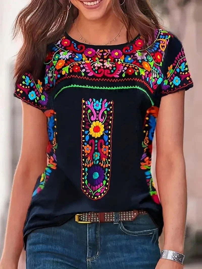 Vrouwelijke Zomer Shirt Korte Mouwen Ronde Hals