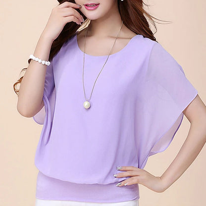 Dames Blouse Chiffon Ruche Mouwen Elegant
