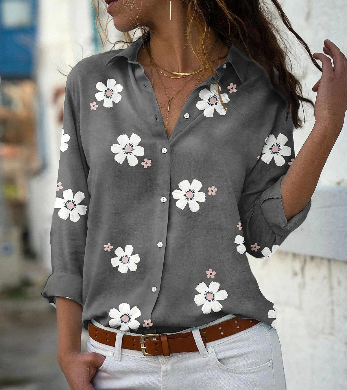 Vrouwelijke Bloes met Bloemenprint