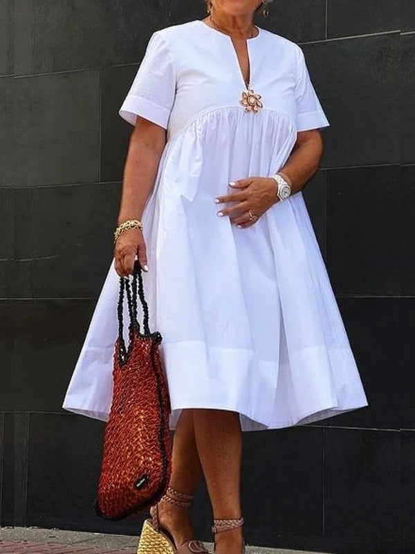 Korte Jurk Geplooide Rok Zomerjurk met Korte Mouwen - Mode Vibes