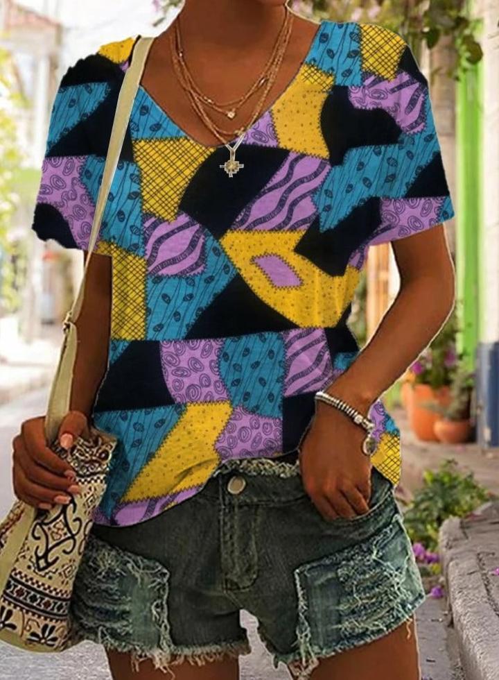 Dames Overhemd Patchwork Print Vrouwelijk - Mode Vibes