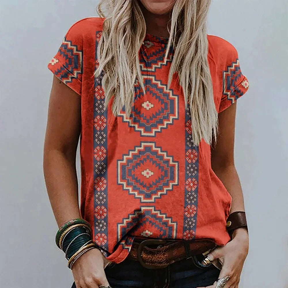 Vrouwelijke Top met Vintage Print - Mode Vibes