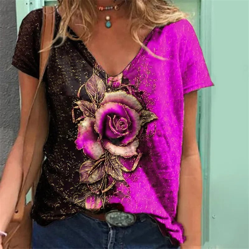 Dames Overhemd met V-hals Elegante Stijl