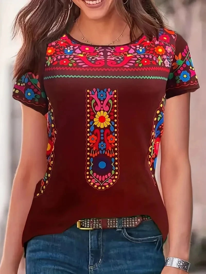 Vrouwen Shirt Korte Mouwen Ronde Hals