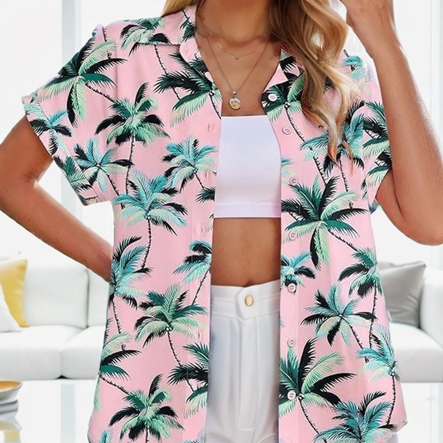 Tropisch Strand T-Shirt Hawaii Stijl voor Vrouw
