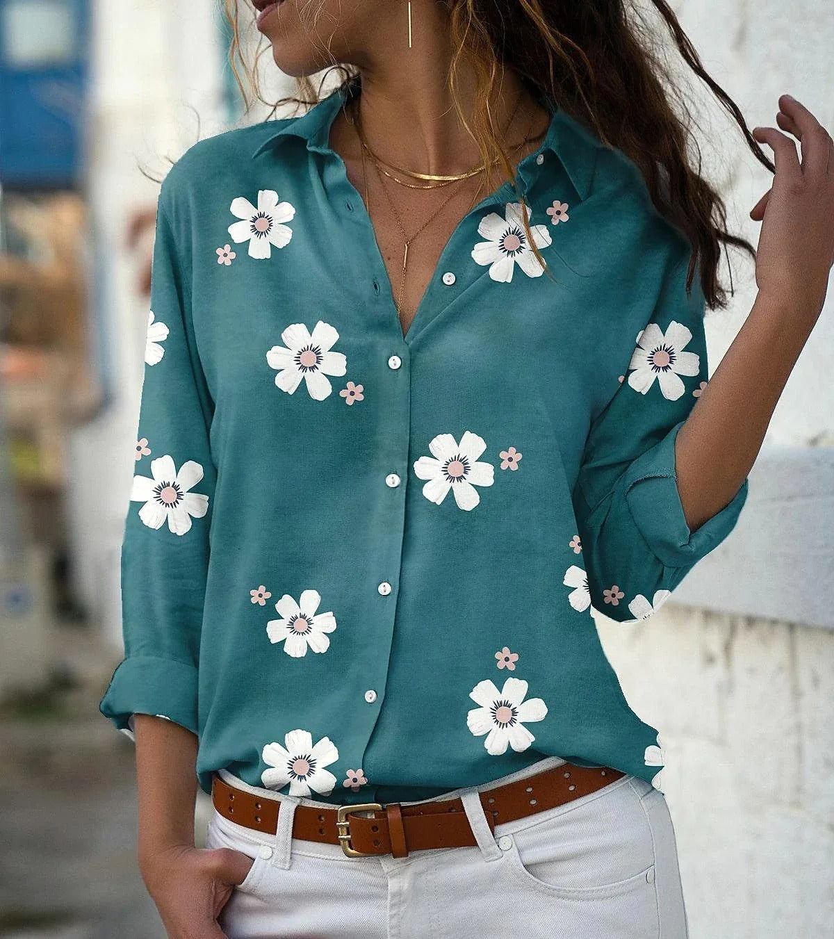 Vrouwelijke Bloes met Bloemenprint