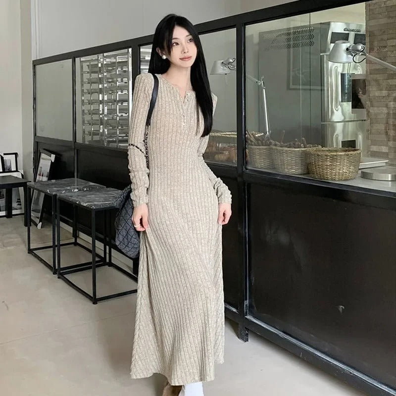 Gebreide Winterjurk Lange Mouwen Warm en Comfortabel - Mode Vibes