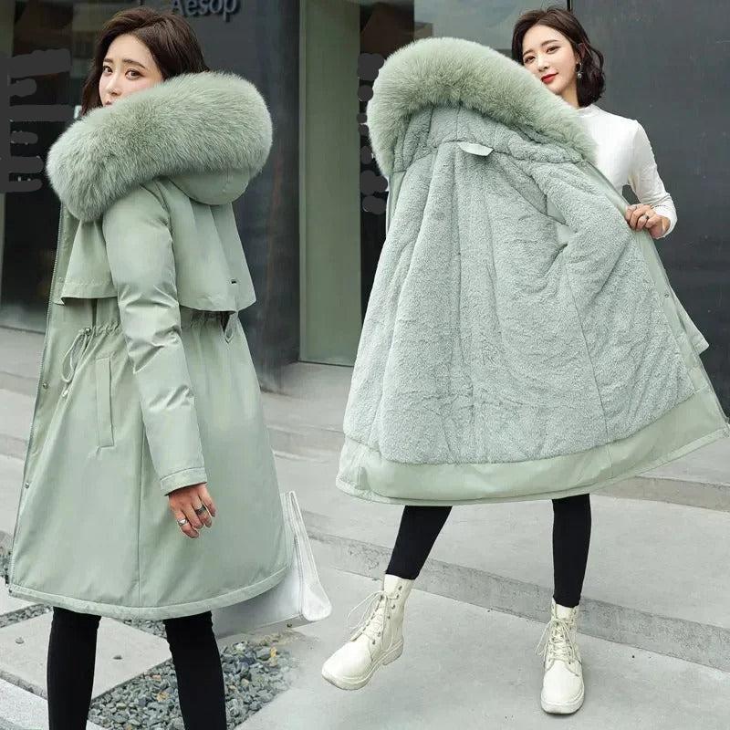 Donzen Winterjas met Bontkraag Warm en Stijlvol
