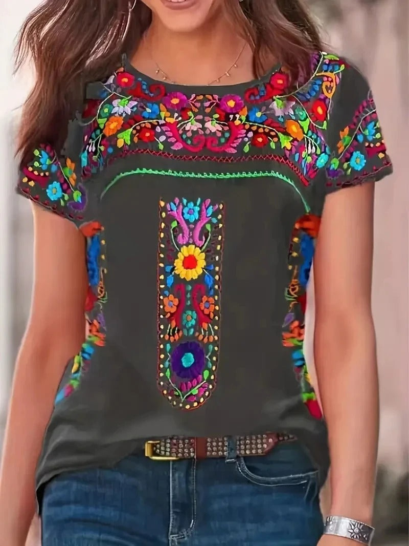 Vrouwelijke Zomer Shirt Korte Mouwen Ronde Hals