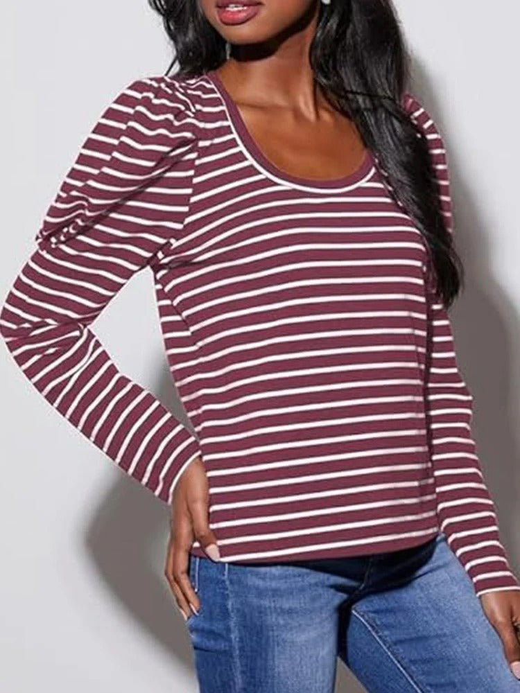 Dames Blouse Gestreept Pofmouw Klassiek Modelo