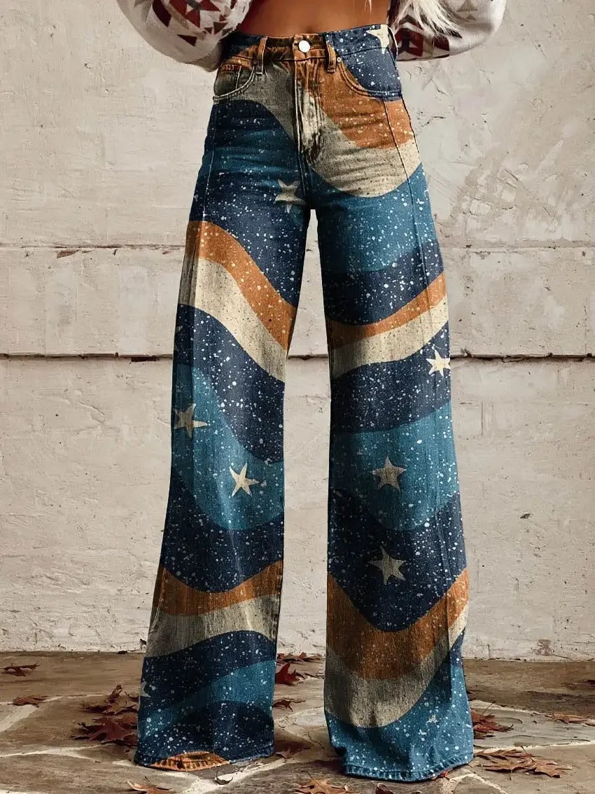 Retro Broek Wijde Pijpen Dames Jeans