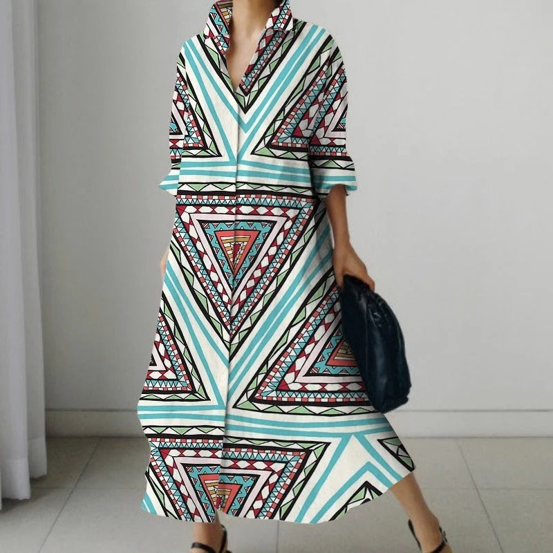 Retro Jurk Bedrukt Vrouwelijk Vintage Stijl - Mode Vibes