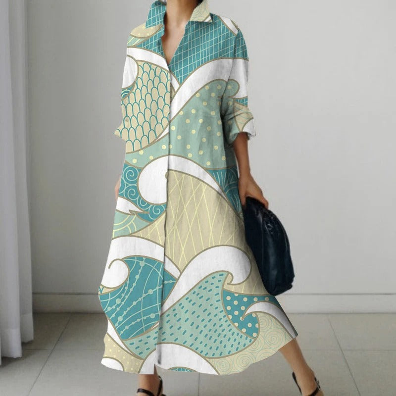 Retro Jurk Bedrukt Vrouwelijk Vintage Stijl