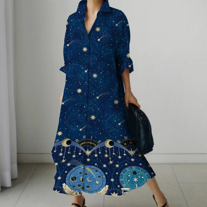 Retro Jurk Bedrukt Vrouwelijk Vintage Stijl