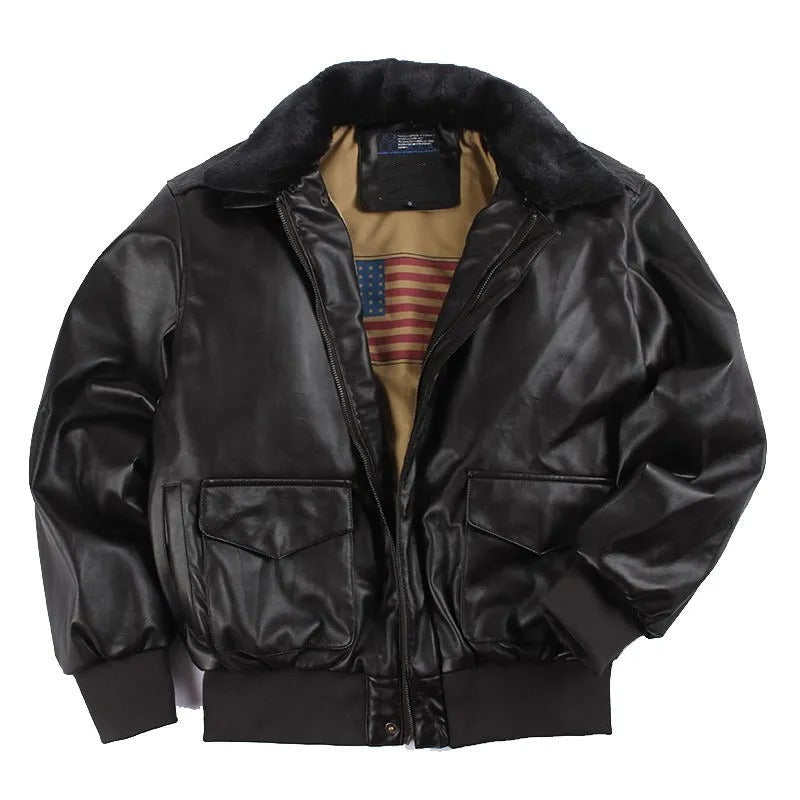 Leren Motorjack Vintage Stijl Warm voor Heren