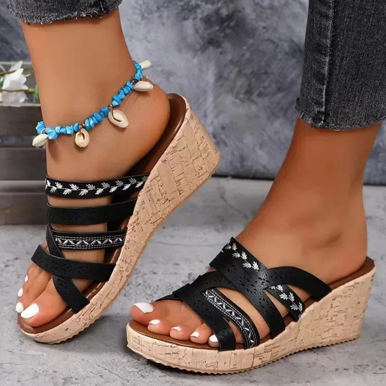 Vintage Sandalen voor Vrouw Leer Helena Stijl - Mode Vibes