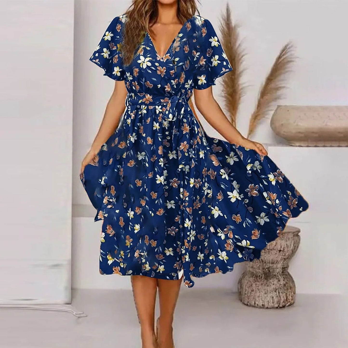 Maxi Jurk Dames Vintage Print Zomerjurk Lange Jurk